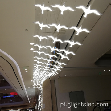 Decoração de vidro em forma de pássaro em hotel led lustre pendente